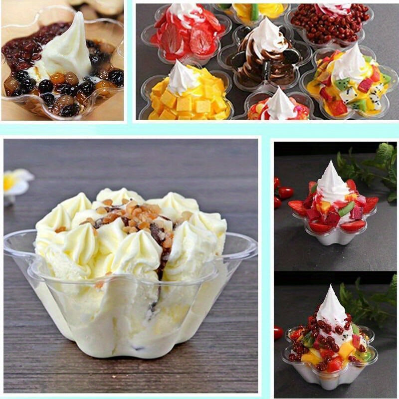 Transparent Plum Plastic Ice Cream Bowls Set of 50 or 100