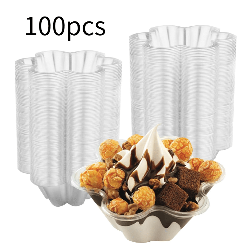 Transparent Plum Plastic Ice Cream Bowls Set of 50 or 100