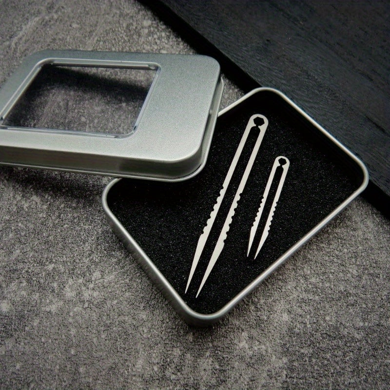 Mini Titanium Alloy Tweezers Set for Camping Outdoor Survival Travel Portable 2 Pack