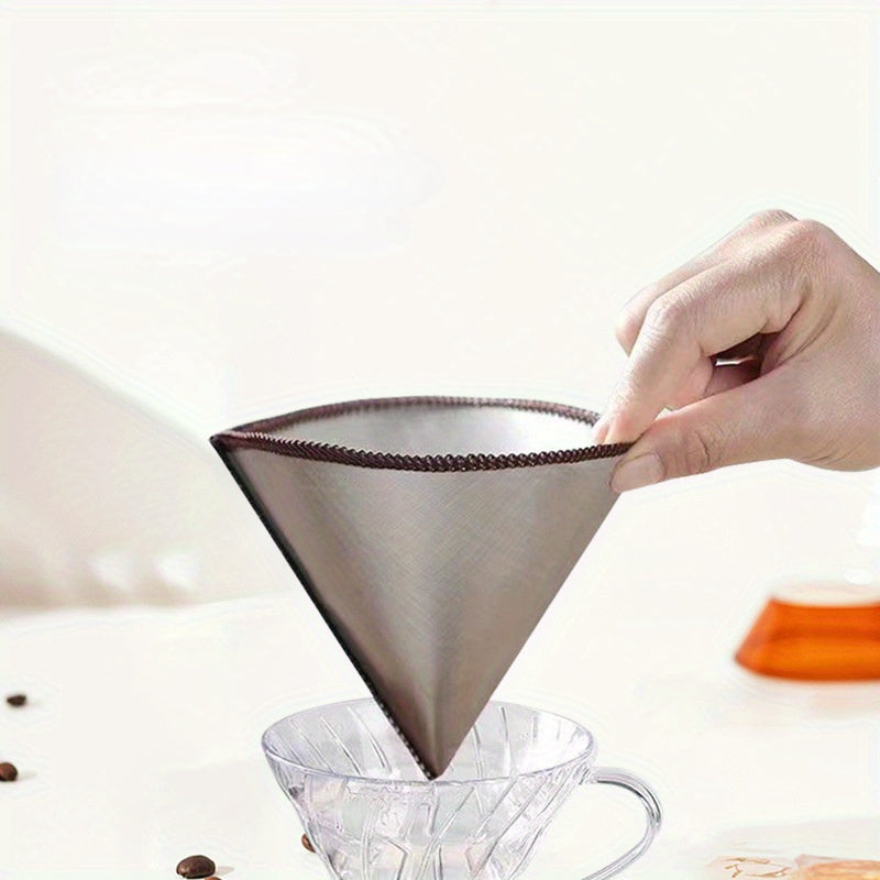 Stainless Steel Coffee Filter Reusable Drip Cone Fine Mesh Universal Fit