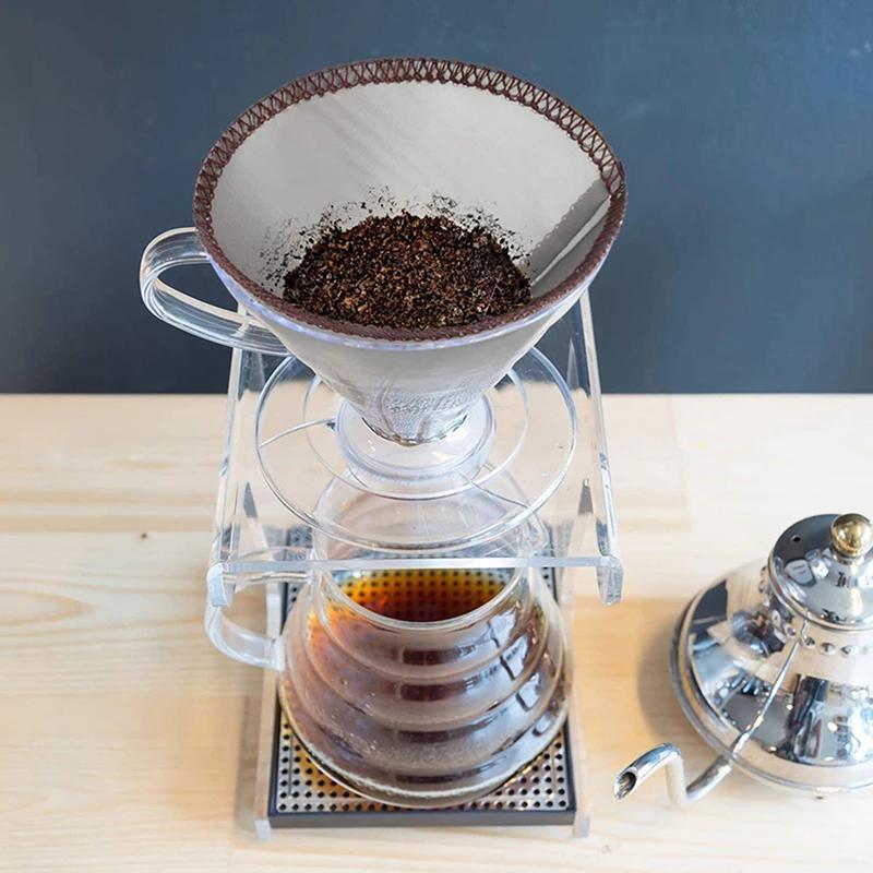 Stainless Steel Coffee Filter Reusable Drip Cone Fine Mesh Universal Fit