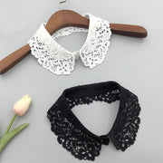 Unisex Fake Collar Solid White Black Floral Hollow Out Design Accessory