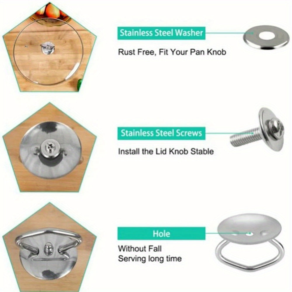Juego de 4 agarraderas de tapa de acero inoxidable para olla, resistentes al calor, reemplazos para utensilios de cocina