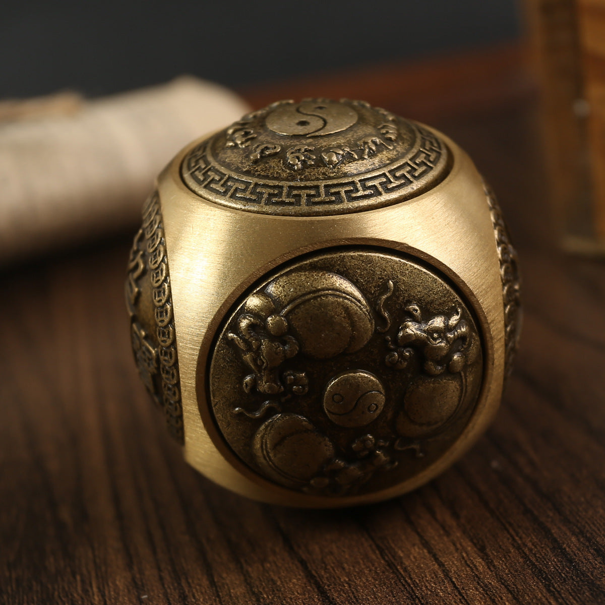 Brass Stress Relief Sphere for Prosperity and Good Fortune Yellow 14+