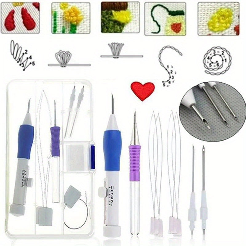 Colorful Embroidery Punch Needle Kit with Ergonomic Handle for Clothes and Home Decor