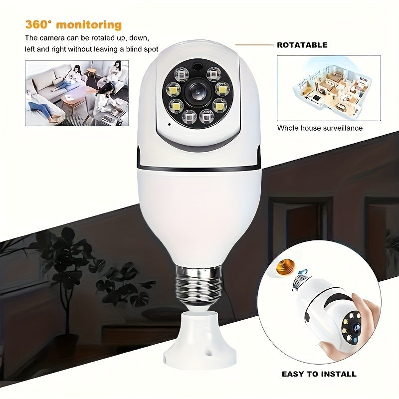 HD E27 WiFi Security Camera with Auto-Tracking Night Vision Two-Way Audio 1080P