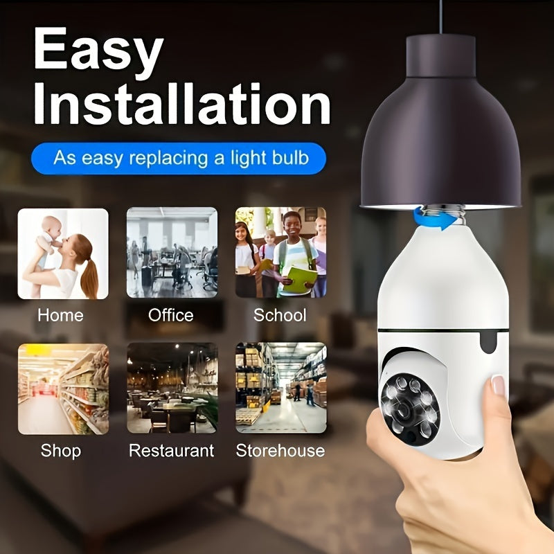 HD E27 WiFi Security Camera with Auto-Tracking Night Vision Two-Way Audio 1080P