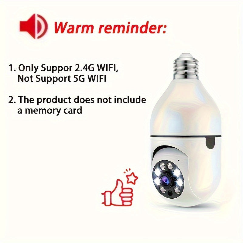 HD E27 WiFi Security Camera with Auto-Tracking Night Vision Two-Way Audio 1080P