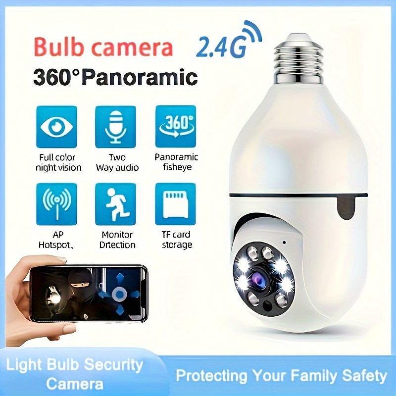HD E27 WiFi Security Camera with Auto-Tracking Night Vision Two-Way Audio 1080P