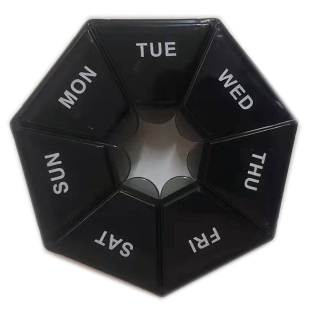 7 kunlik tabletkalarni tashkil etuvchi portativ plastmassa dorixona qutisi qopqoq dizayni