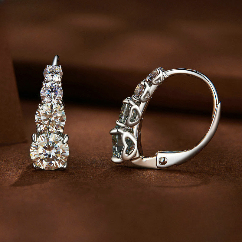 Серебряные серьги-гвоздики с моиссанитом 1,72 карата, винтаж, покрытие из 18K золота