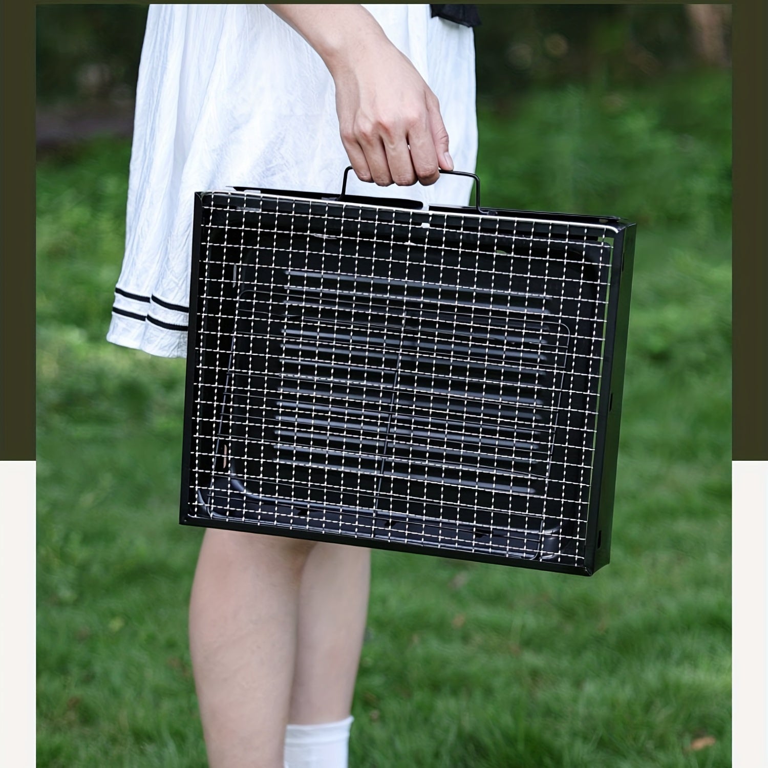 Set of 2 Portable Folding Smokeless Charcoal BBQ Grills for Camping and Picnics