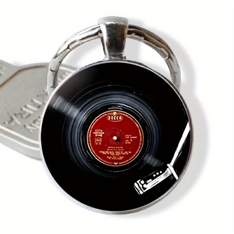 Retro Vinyl Record Turntable Keychain Alloy Music Lover Gift