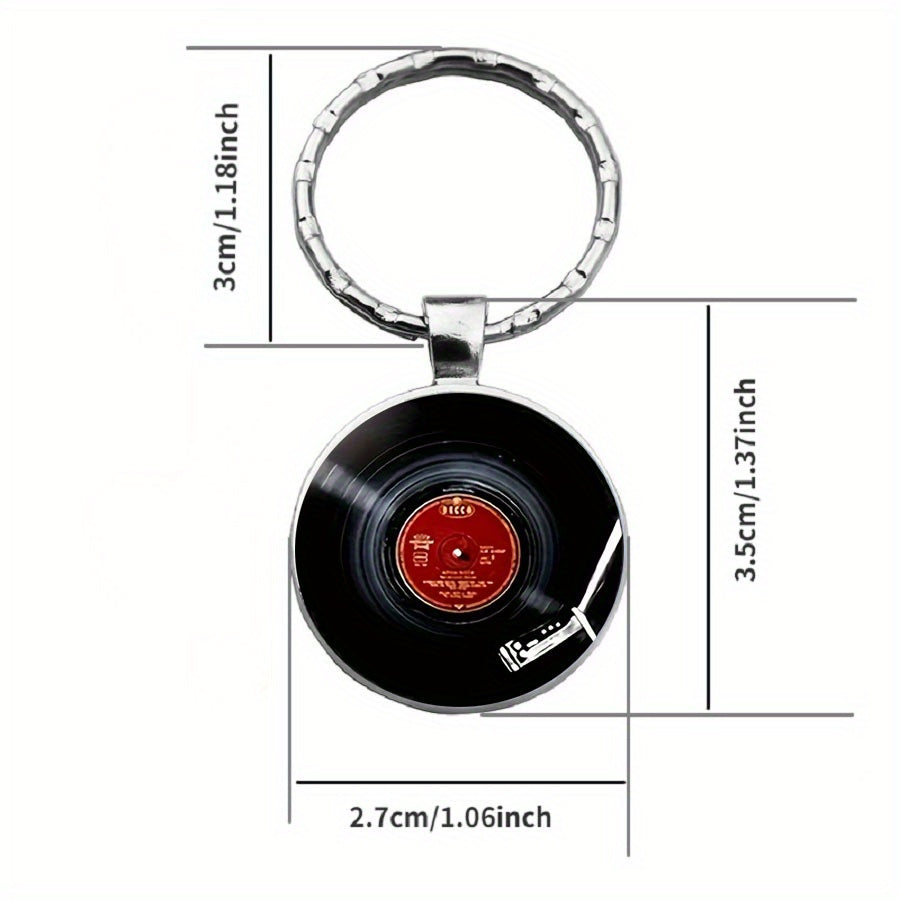 Retro Vinyl Record Turntable Keychain Alloy Music Lover Gift