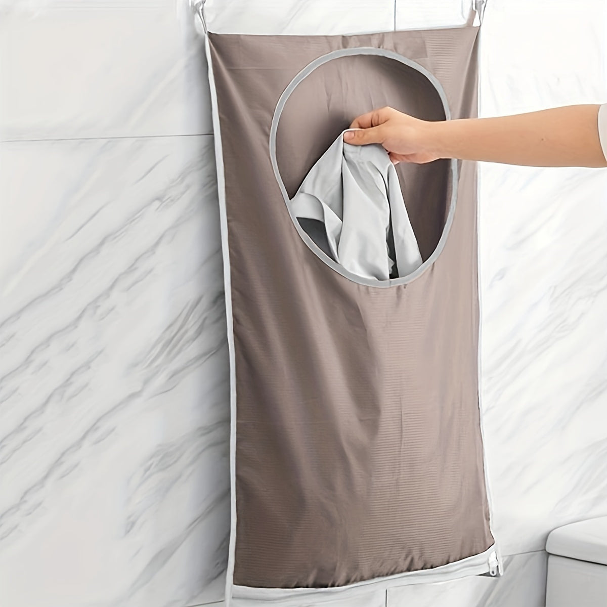 Hanging Laundry Hamper Fabric Storage Bag for Bathroom Bedroom 77cm x 50cm
