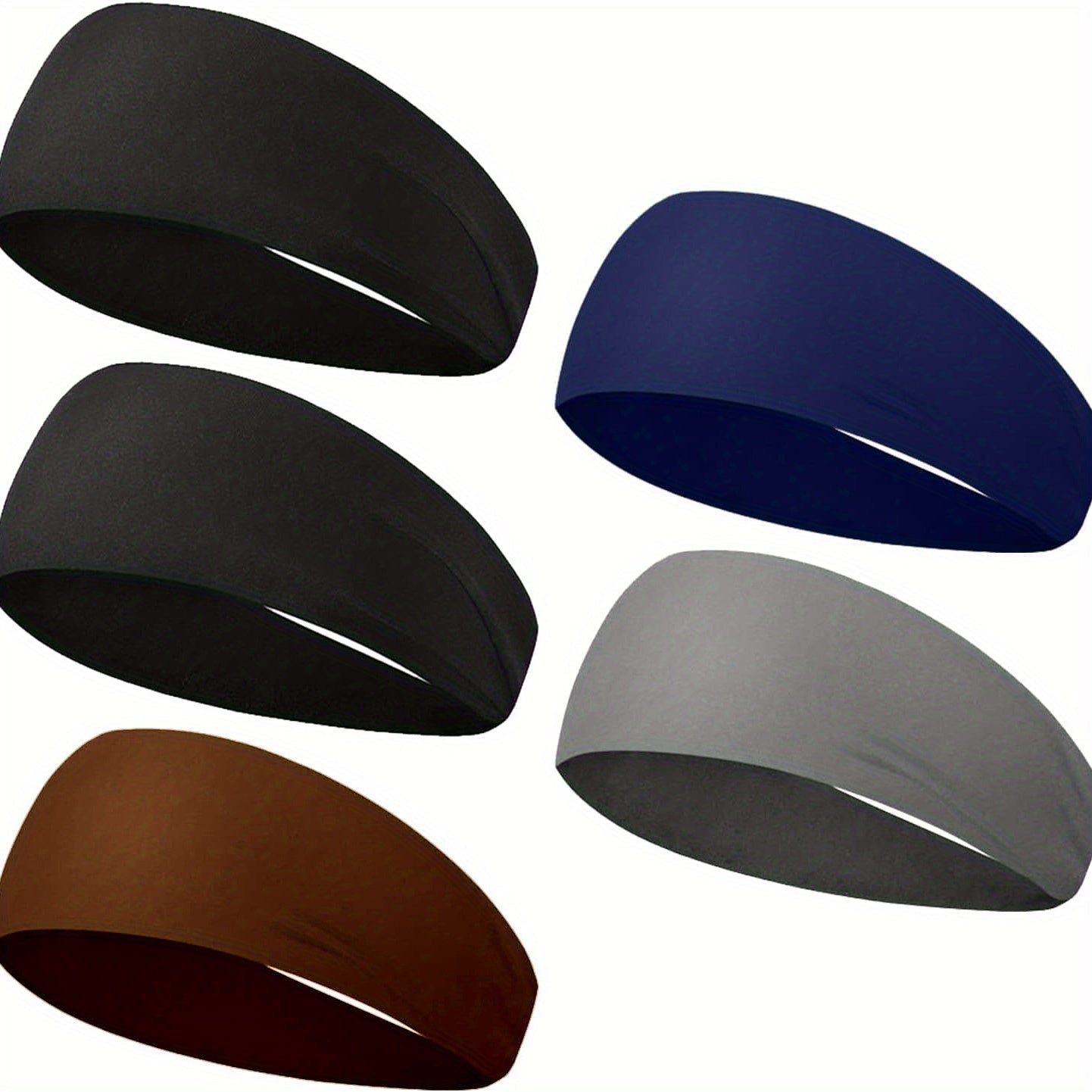 Erkaklar va ayollar uchun 5 ta namlikka chidamli sport boshbandlari to'plami, yugurish, velosiped, yoga va fitnes uchun