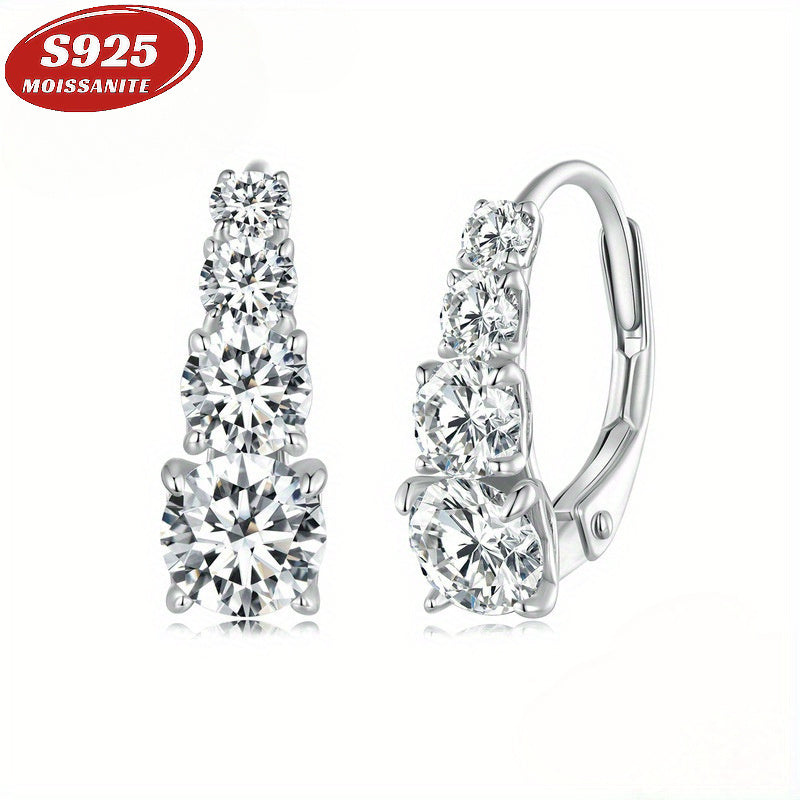 0.86ct LOVESSOM bilan Moissanite halqali taqinchoqlar, 925 sterling kumushdan tayyorlangan, har kuni kiyish va maxsus tadbirlar uchun ideal, sovg'a qutisi bilan birga keladi.