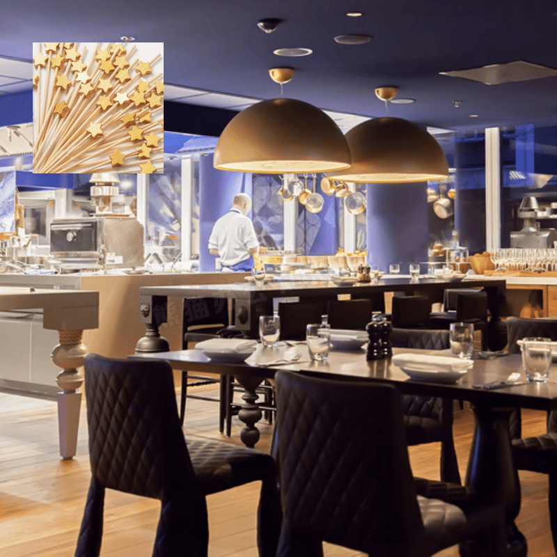 Golden Star Wooden Cocktail Picks Set for Party Decor Kitchen Dining