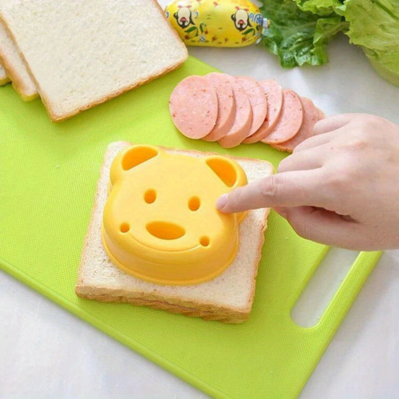 Sandwich Cutter Set with Cartoon Shapes Includes 3 Plastic Bread Knives for Kids Bento