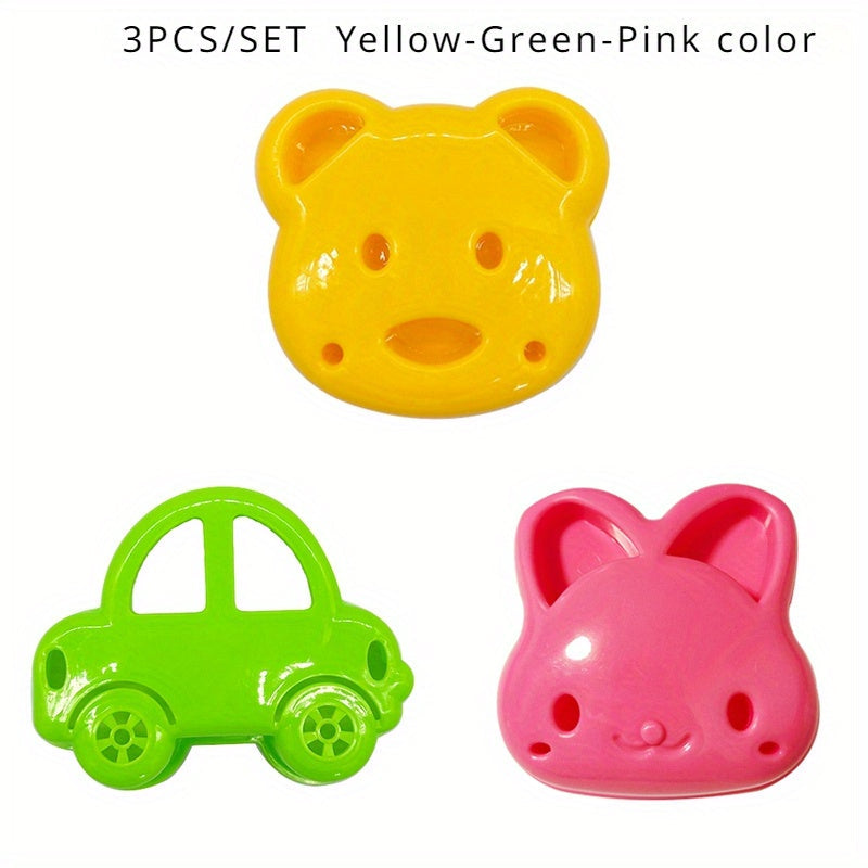 Sandwich Cutter Set with Cartoon Shapes Includes 3 Plastic Bread Knives for Kids Bento