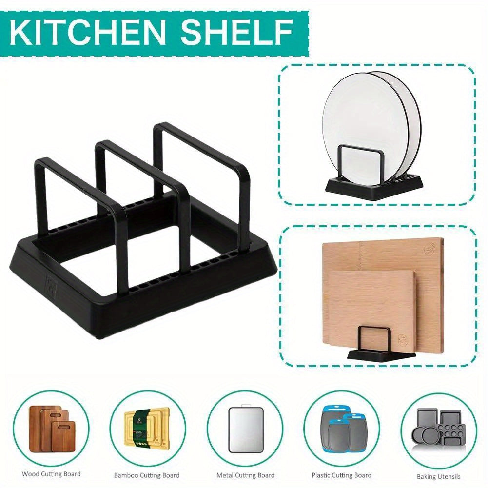Kitchen Storage Rack for Chopping Boards Dishes and Pot Lids Countertop Organizer