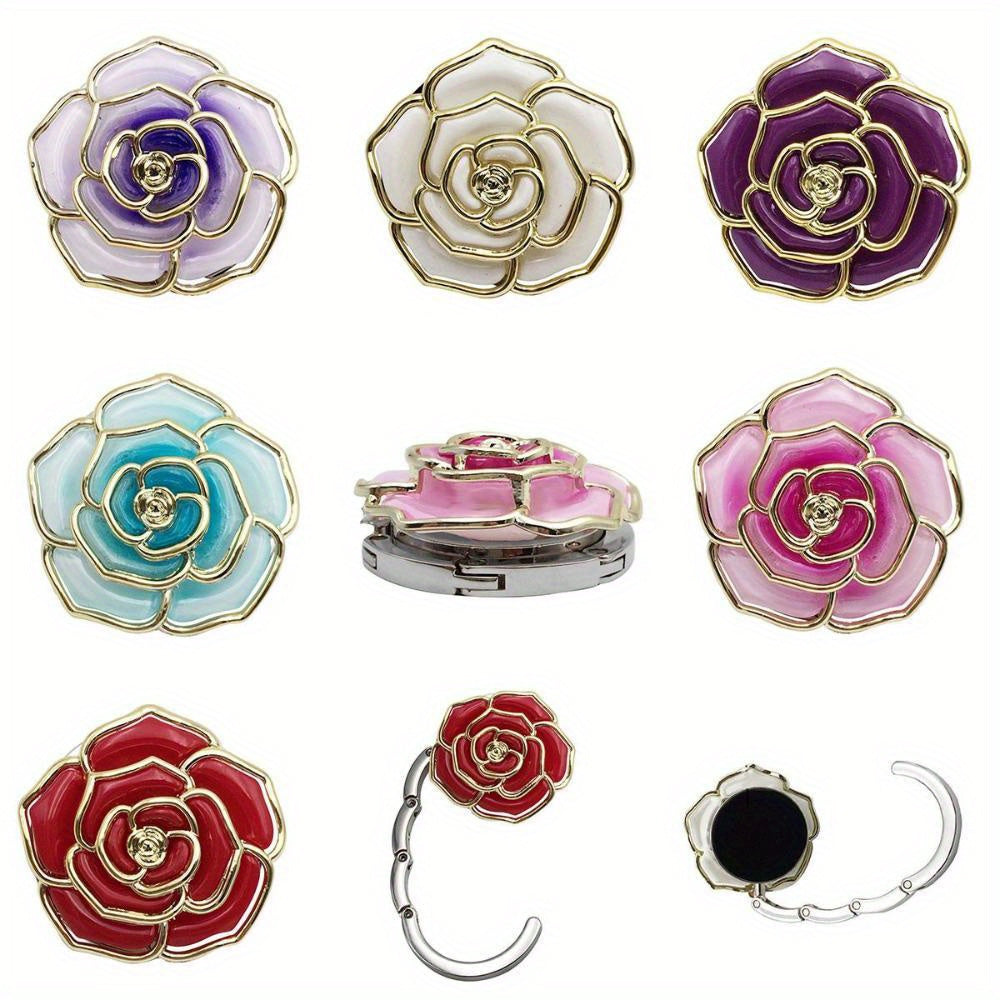 Gancho de mesa portátil con hebilla plegable en 7 colores para bolsos y carteras