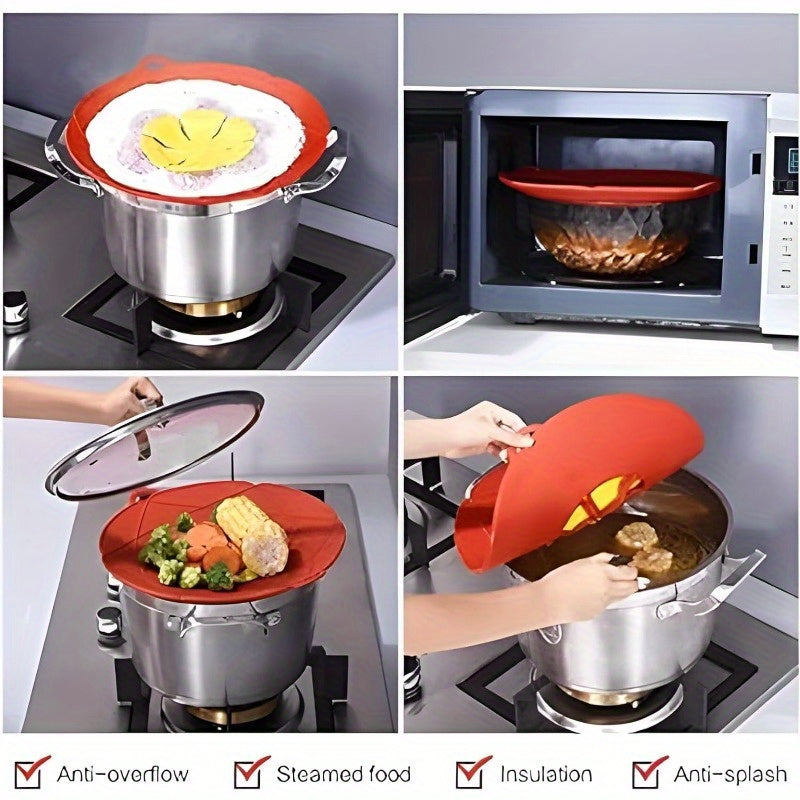 Silicone Spill Stopper Lid Cover for Pots and Pans Up to 25.4cm Heat Resistant Kitchen Tool
