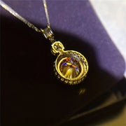 Yellow Moissanite Pendant Necklace 6.1ct 18K Gold Plated Sterling Silver Jewelry