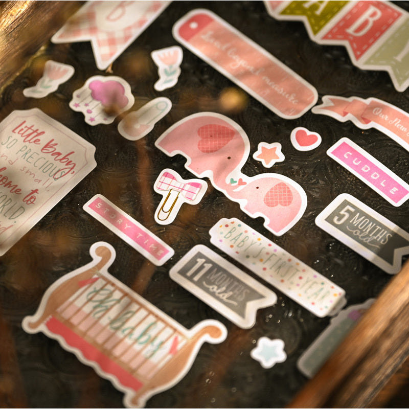 Baby Milestone Stickers Set for Scrapbooking and Journaling, 107 Decorative Embellishments