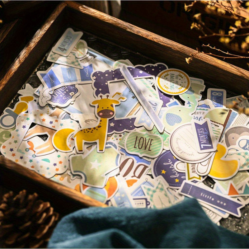 Baby Milestone Stickers Set for Scrapbooking and Journaling, 107 Decorative Embellishments