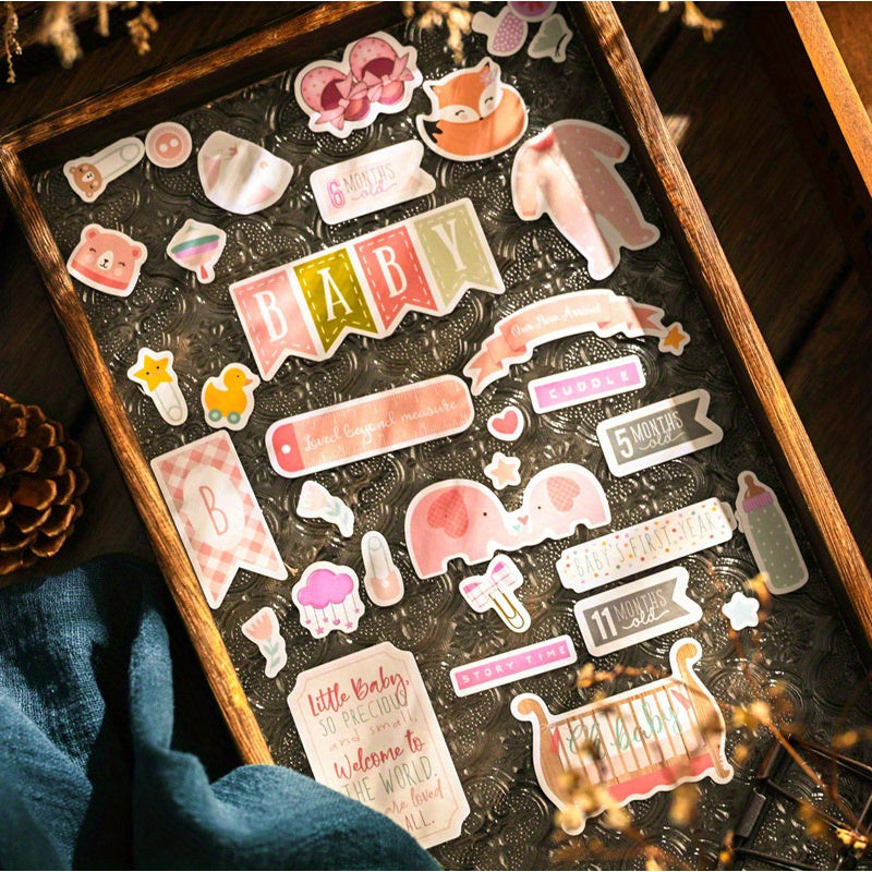 Baby Milestone Stickers Set for Scrapbooking and Journaling, 107 Decorative Embellishments