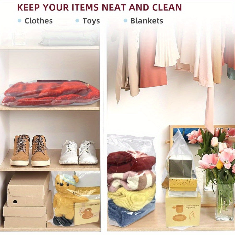 Набор из 6 больших прозрачных многоразовых пластиковых сумок с застежкой-молнией для хранения 18,93 л