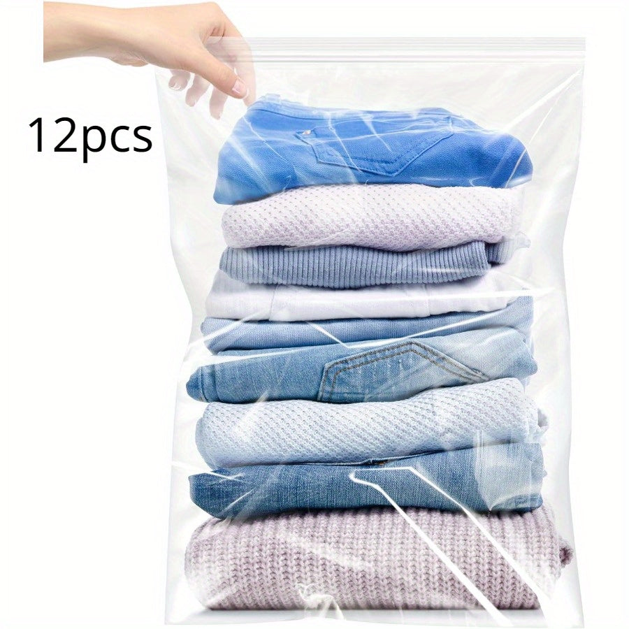 Pack of 6 Large Clear Reusable Plastic Zipper Storage Bags 18.93L