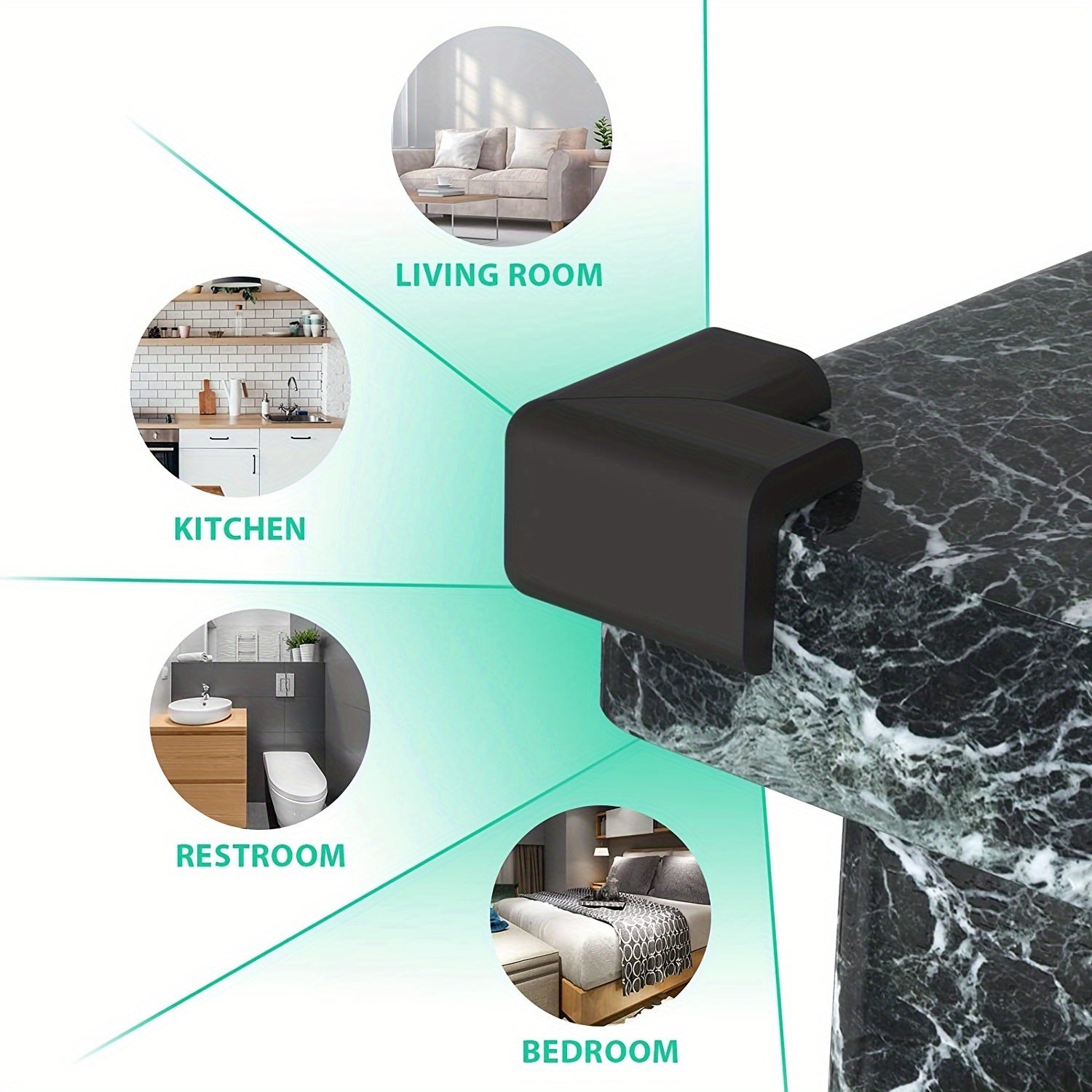 Set of 10 Black or Brown Corner Protectors with Pre-Applied Tape for Furniture Safety