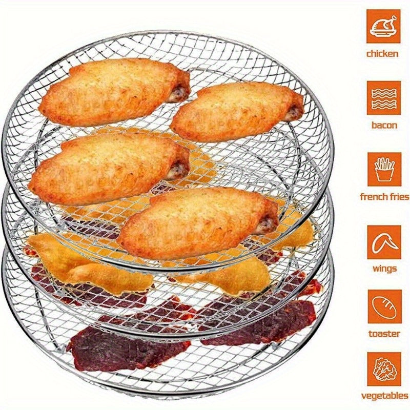 3-qavatli zanglamaydigan po'latdan yasalgan havo frayer qutilari, grill qilish, pishirish, ichki va tashqi foydalanish uchun