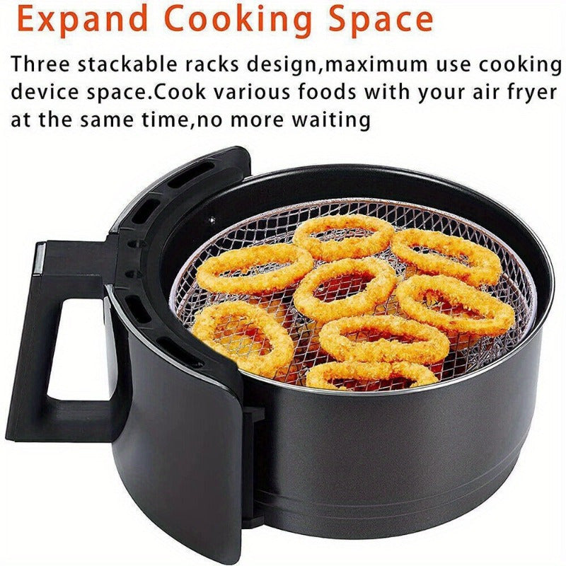 3-qavatli zanglamaydigan po'latdan yasalgan havo frayer qutilari, grill qilish, pishirish, ichki va tashqi foydalanish uchun