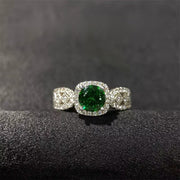 Sterling Silver Wedding Band with Green Moissanite 1 Carat Gold Plated Lace Pattern for Engagement and Proposal