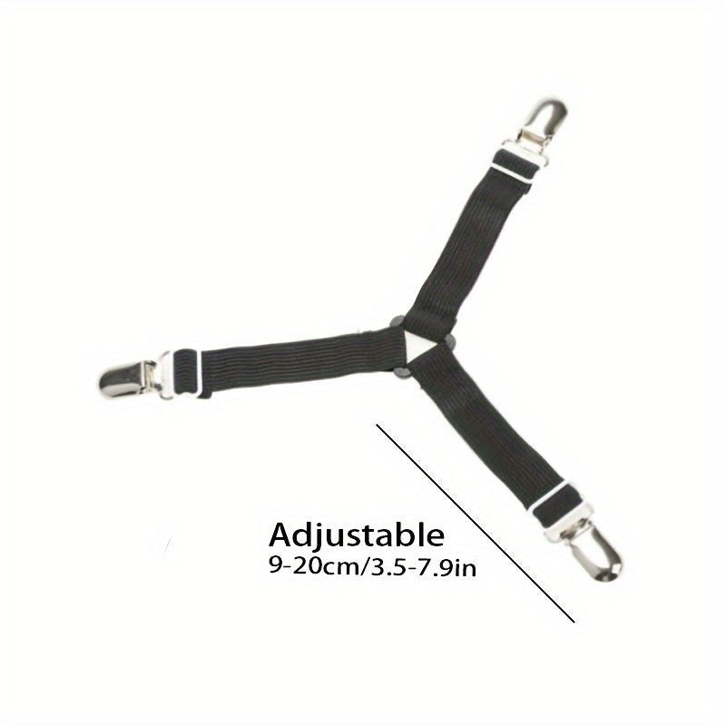 4pcs Adjustable Bed Sheet Straps Non-Slip Nylon Elastic Quilt Holders with Metal Clips