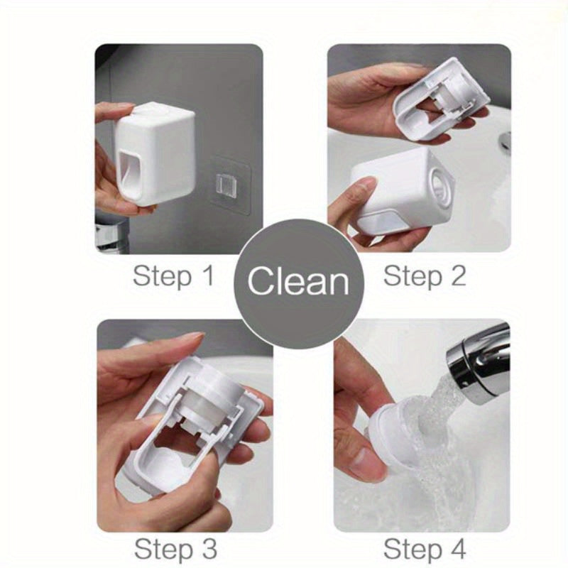 Automatic Waterproof Toothpaste Dispenser with Wall Mount and Toothbrush Holder