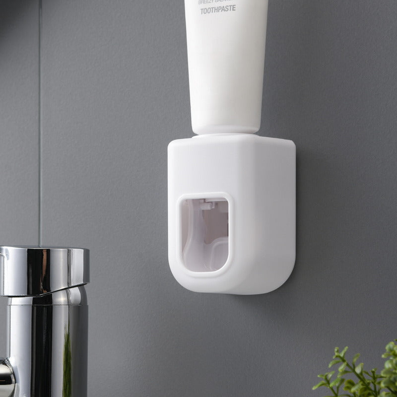 Automatic Waterproof Toothpaste Dispenser with Wall Mount and Toothbrush Holder