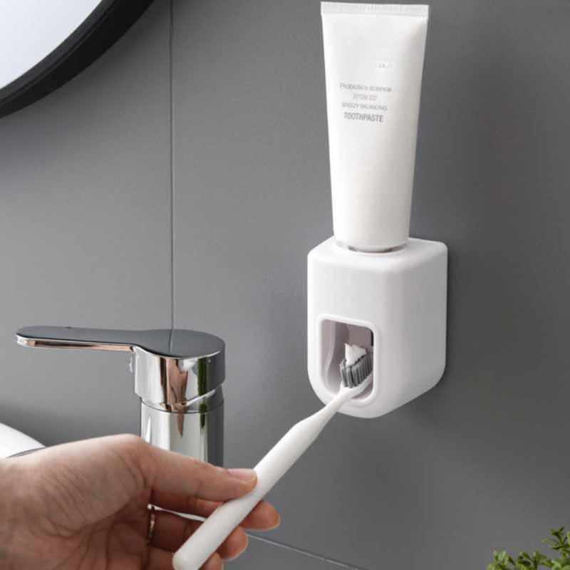 Automatic Waterproof Toothpaste Dispenser with Wall Mount and Toothbrush Holder