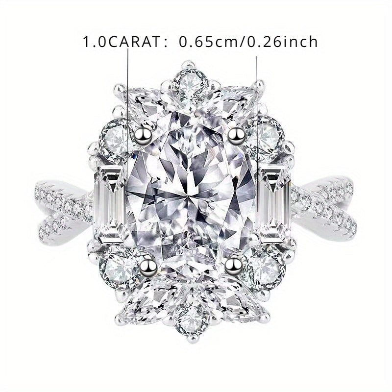 Кольцо для помолвки из стерлингового серебра с овальным моиссанитом, 1 карат, позолота, классические украшения