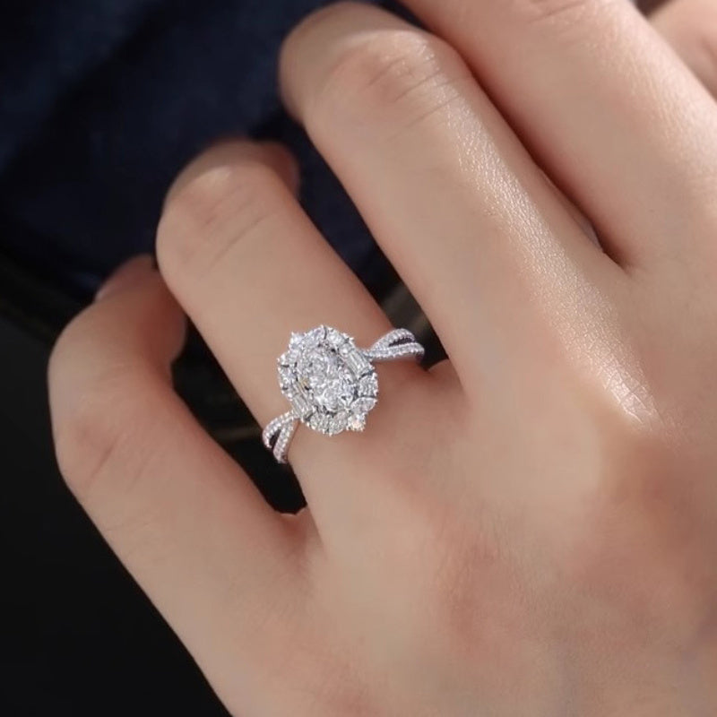 Кольцо для помолвки из стерлингового серебра с овальным моиссанитом, 1 карат, позолота, классические украшения