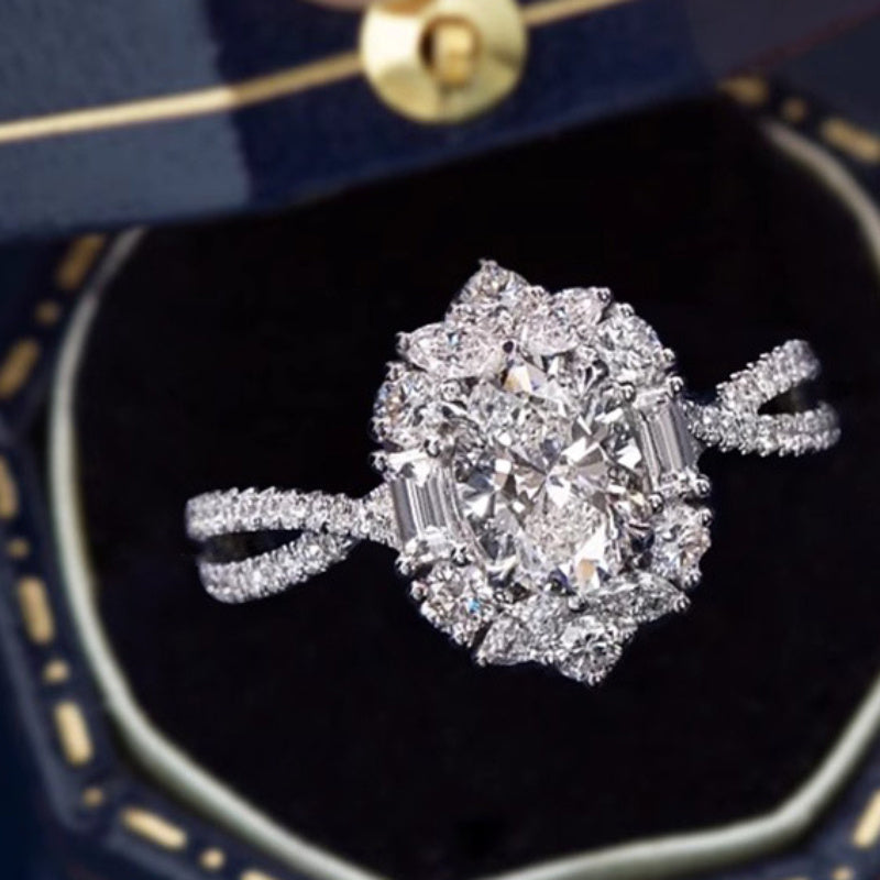 Кольцо для помолвки из стерлингового серебра с овальным моиссанитом, 1 карат, позолота, классические украшения