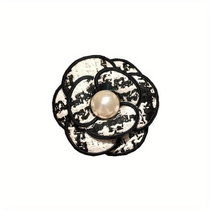 Vintage Camellia Brooch for Women Faux Pearl Wedding Party Accessory