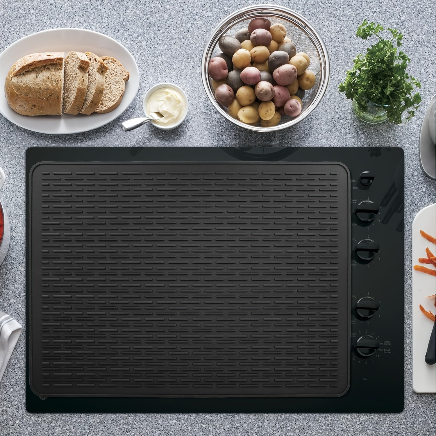 Black Silicone Stove Cover Mat 71cm X 51cm Kitchen Counter Protector Scratch Prevention