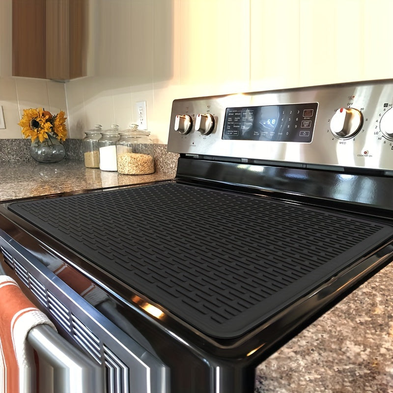 Чёрный силиконовый коврик для электрической плиты - 71,12 см X 50,8 см, защита керамических и стеклянных поверхностей для кухонного стола, предотвращение царапин