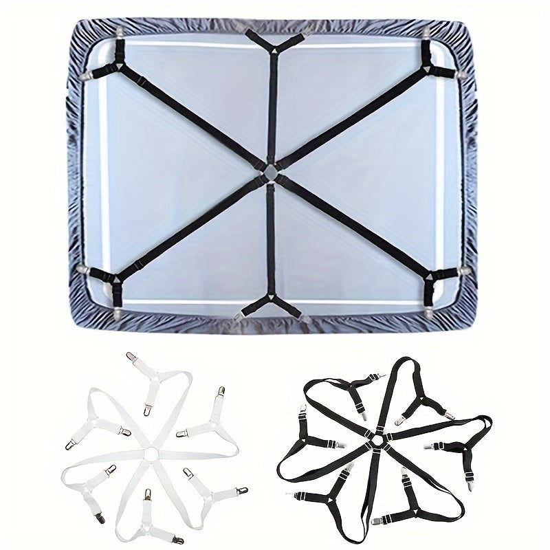 Durable Nylon Bed Sheet Holder with 12-Clip Adjustable Fasteners Non-Slip Elastic Bands