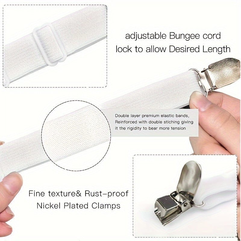 Durable Nylon Bed Sheet Holder with 12-Clip Adjustable Fasteners Non-Slip Elastic Bands