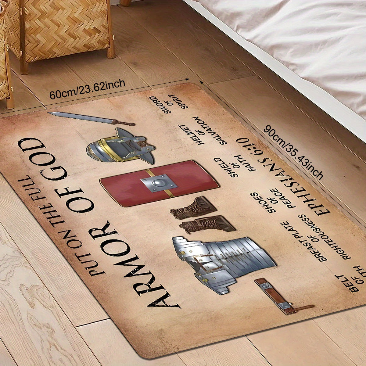 Armor of God Polyester Doormat Non-Slip Stain Resistant Indoor Outdoor Rug